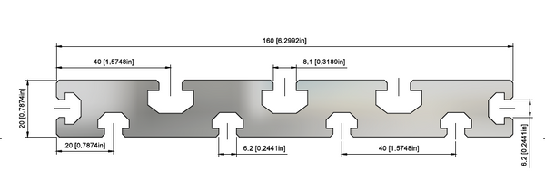 T-Slot Table Top 160x20mm, 1500mm Length – RoverCNC Online Store